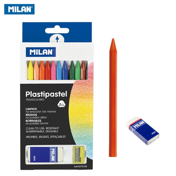 Boite de 12 crayons cire Milan Avec Gomme