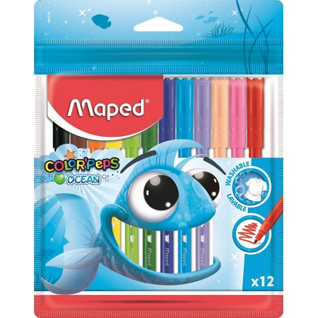 12 Feutres de coloriage Maped Color'peps Ocean