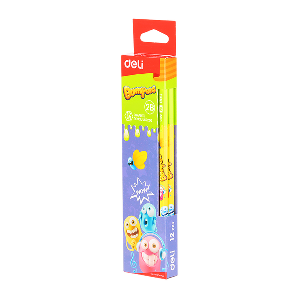 Crayon scolaire noir DELI Bumpees Graphite U520 HB avec gomme