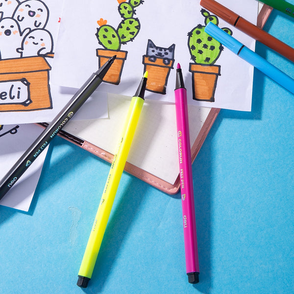 Pochette 12 feutres DELI Kids pointe fine