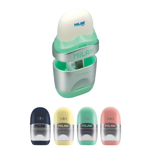 TAILLE-CRAYON GOMME MILAN CAPSULE SILVER